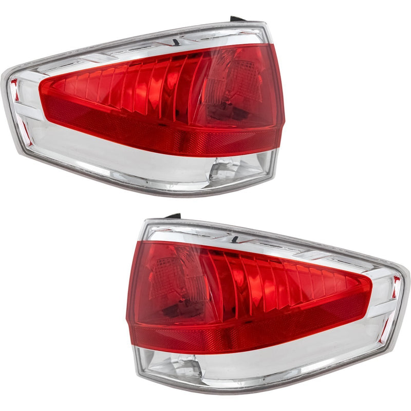DURAFORCE Halogen Tail Light Set For 2008 Ford Focus Clear & Red Lens w/ Bulbs 2Pcs