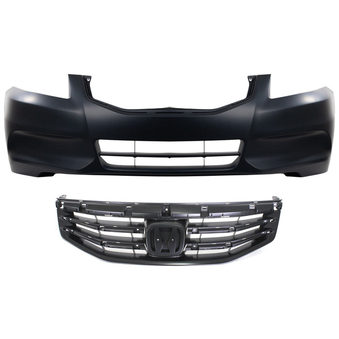 DURAFORCE Front Bumper Cover Kit For 2011-2012 Honda Accord Sedan With Grille Assembly