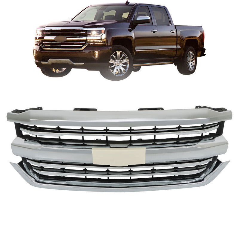 DURAFORCE Front Bumper Grille For 2016-2018 Chevrolet Silverado 1500 W/Chrome Trim