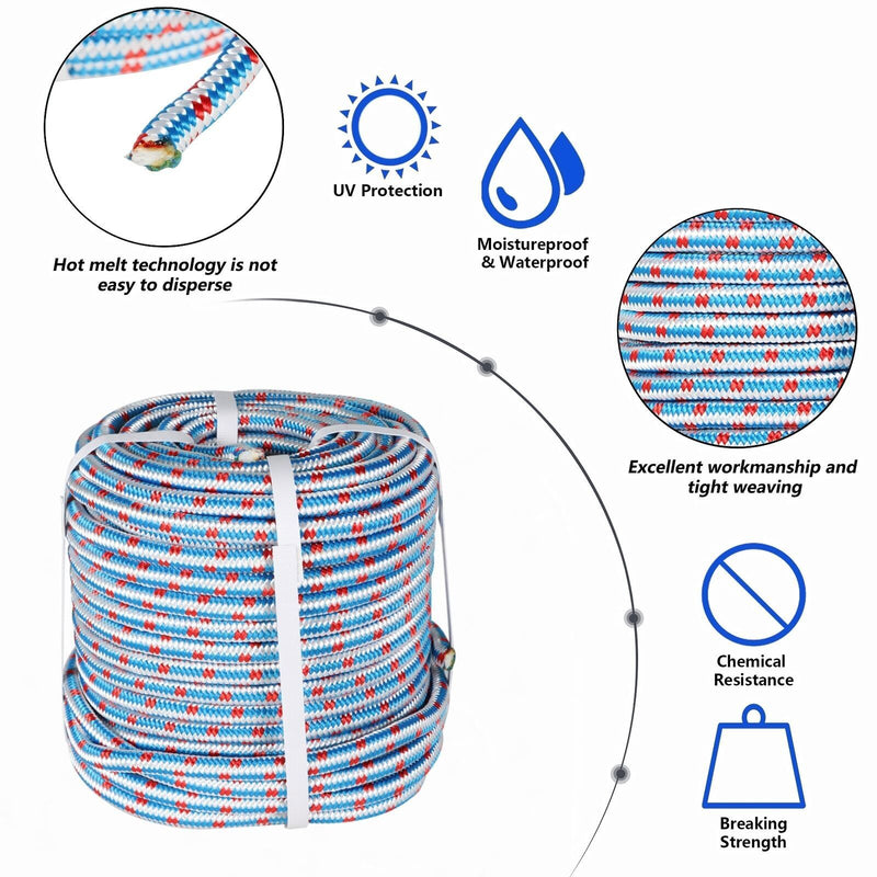 DURAFORCE 1/2" × 100' Arborist Tree Climbing Rope 16 Strand Braided Nylon Core Polyester