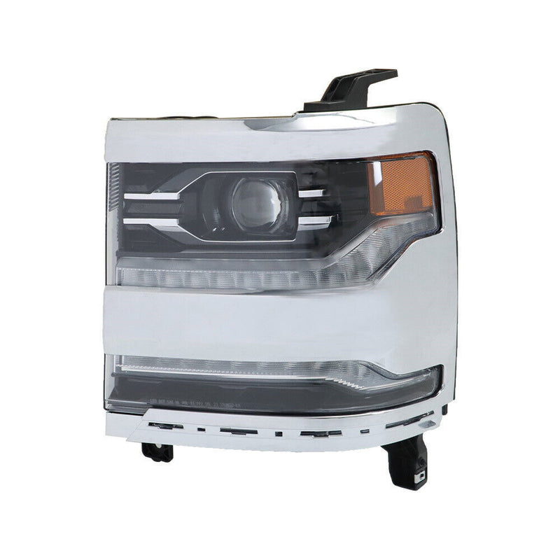 DURAFORCE Left Headlight For 2016-2018 Silverado 1500 LED Frame Chrome Housing