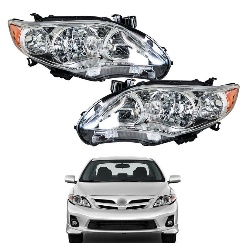 DURAFORCE Left+Right Headlight For 2011 2012 2013 Toyota Corolla Chrome Projector