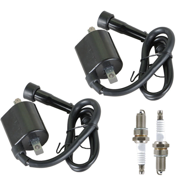 DURAFORCE 2Pack Ignition Coil + Spark Plug For Yamaha XV535 VIRAGO 535 1987 1988 1990-2000