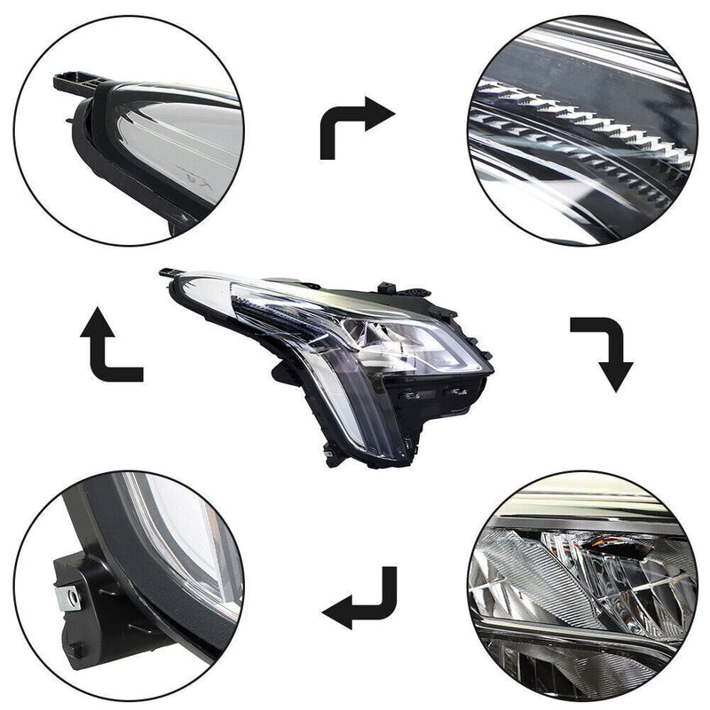 DURAFORCE Right+Left Headlight For 2018-19 Cadillac XTS LED DRL Signal Chrome
