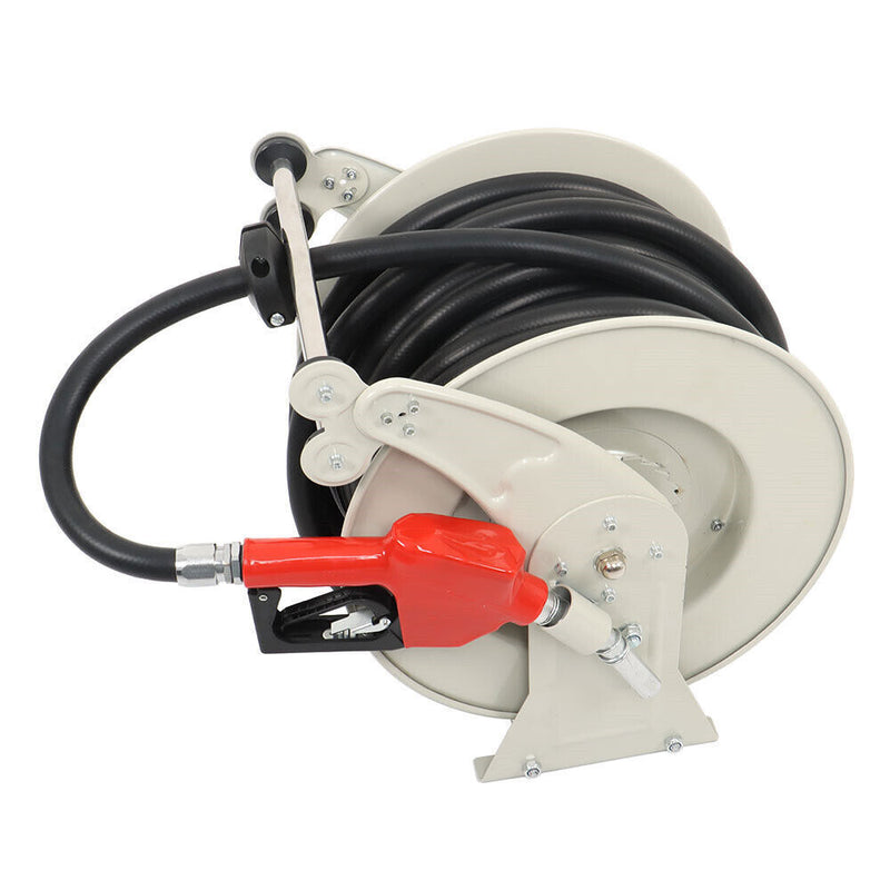 DURAFORCE Fuel Diesel Hose Reel Retractable For Truck 3/4" x 66' Auto Refueling Gun 300PSI