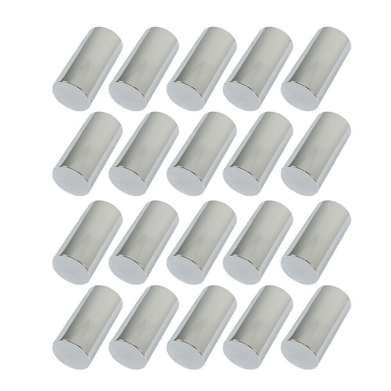 DURAFORCE Set Of 20 Lug Nut Covers Plastic 33mm 4-1/4" Screw-On Flat Top Cylinder Chrome