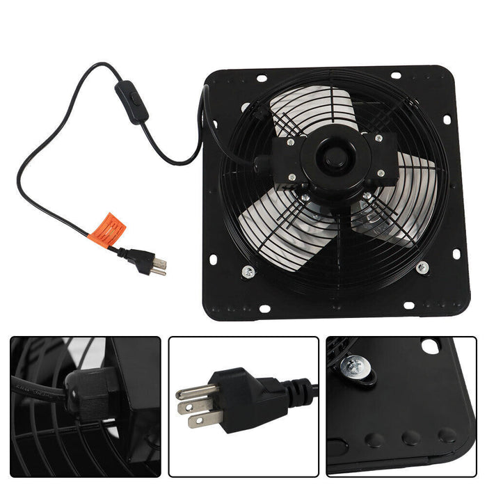 DURAFORCE 10" Shutter Exhaust Fan Wall Mounted With Switch+Insect Mesh Low Noise 980 CFM
