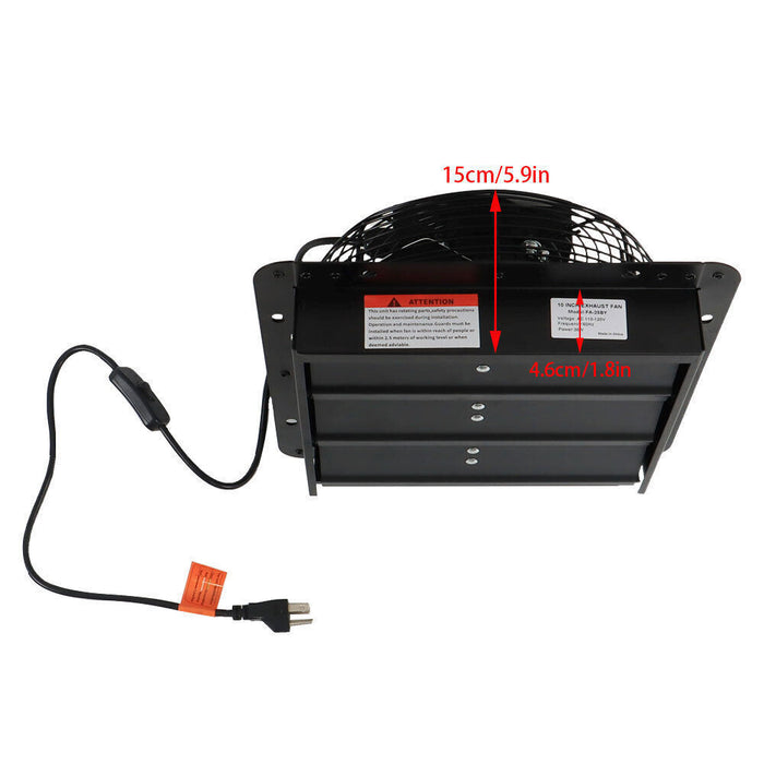 DURAFORCE 10" Shutter Exhaust Fan Wall Mounted With Switch+Insect Mesh Low Noise 980 CFM