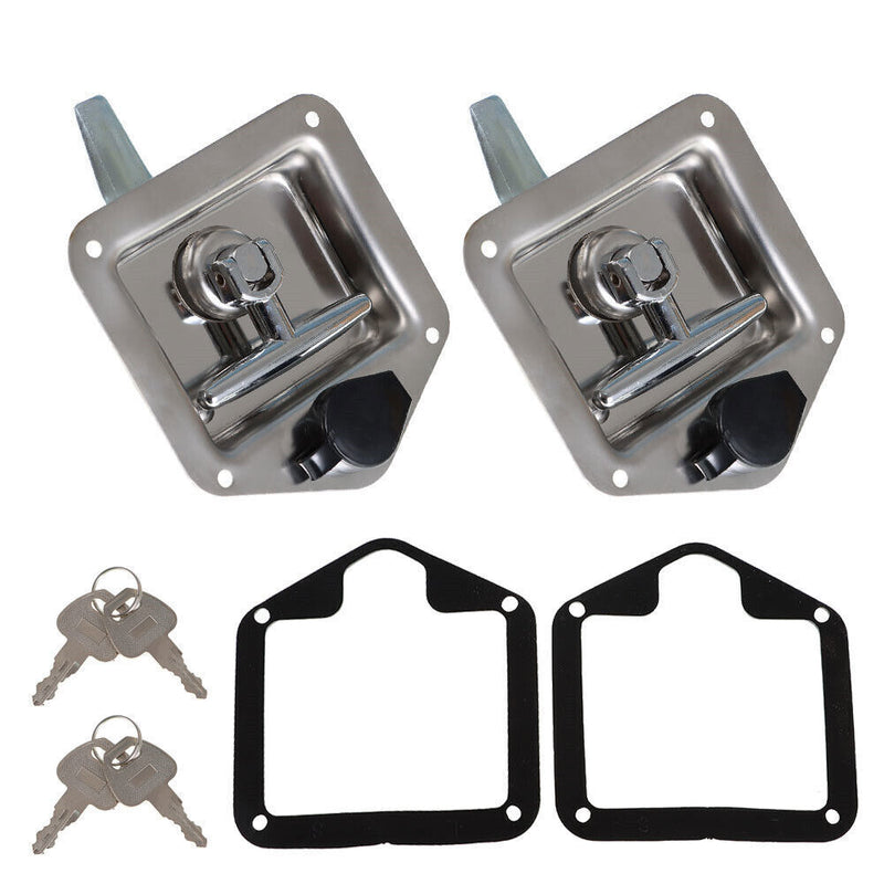 DURAFORCE 2 x Trailer Door Latch T-Handle Lock Stainless Steel Key Camper RV Truck
