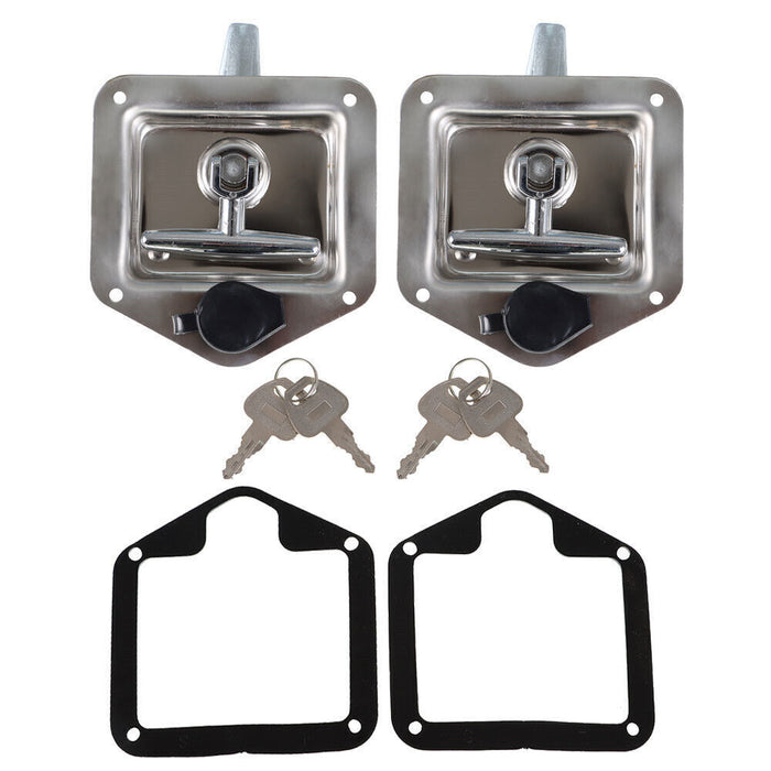 DURAFORCE 2 x Trailer Door Latch T-Handle Lock Stainless Steel Key Camper RV Truck