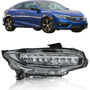 DURAFORCE Passenger Side RH Full LED Headlight Assembly For 2016-2021 Honda Civic