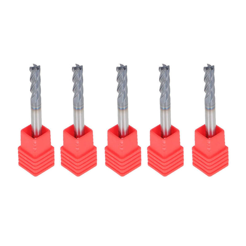 DURAFORCE 5Set 3/16" 4 Flute 2" Overall Length Regular Carbide End Mill TiALN COATED New