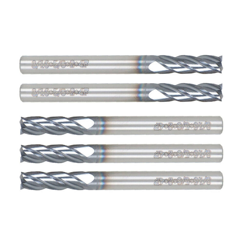 DURAFORCE 5Set 3/16" 4 Flute 2" Overall Length Regular Carbide End Mill TiALN COATED New