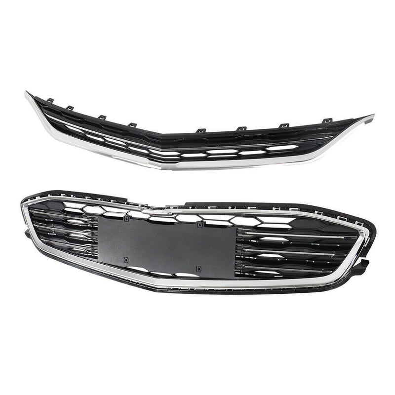 DURAFORCE Front Bumper Upper Lower Grille For 2016-2018 Chevy Malibu Chrome&Black