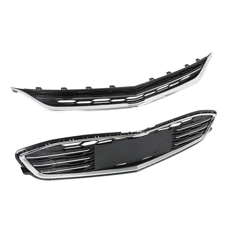 DURAFORCE Front Bumper Upper Lower Grille For 2016-2018 Chevy Malibu Chrome&Black