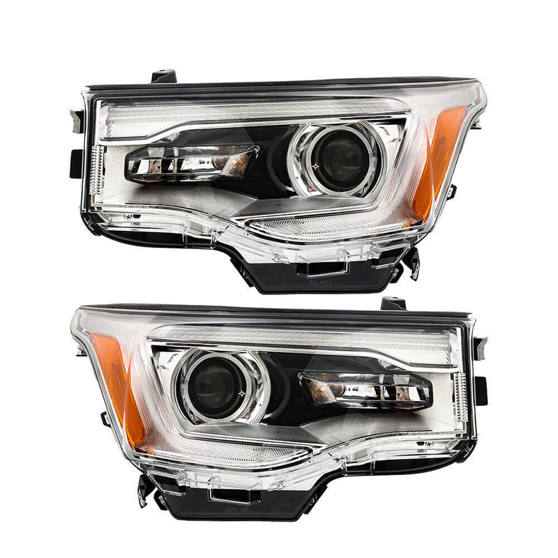 DURAFORCE Right+Left Headlights ASSY For 2017-19 GMC Acadia SL w/o LED DRL Chrome