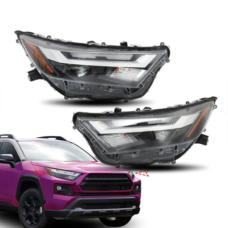 DURAFORCE Left+Right Headlight For 2022-2023 Toyota RAV4 XLE LED Factory Clear