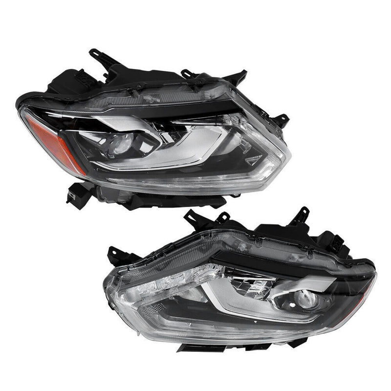 DURAFORCE Right+Left Headlight For 2014-16 Nissan Rogue LED Chrome Clear Lens Pair