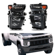 DURAFORCE Left+Right Headlights For 2021-2023 Chevy Silverado 2500HD Halogen Black