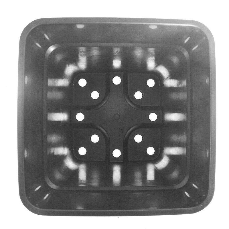 DURAFORCE 2 Gallon Re-Usable 10 Pack Square Plastic Black Nursery Pot Plant Flower Pots