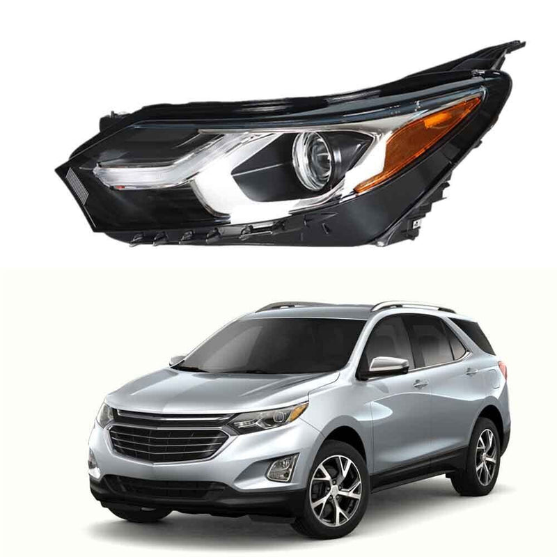 DURAFORCE Left Headlight For 2018 2019 Chevrolet Equinox Halogen Black Clear Lens