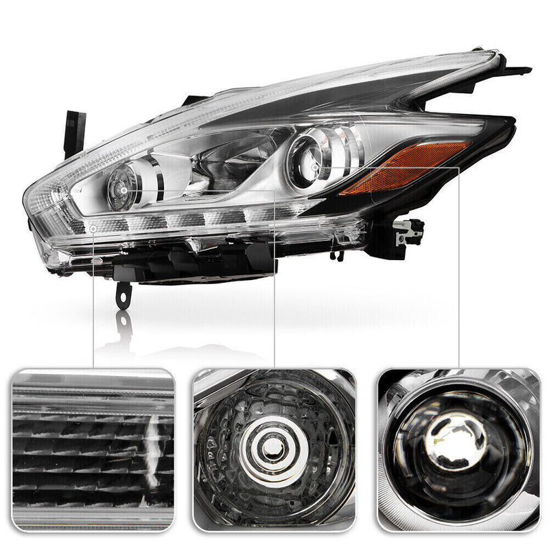 DURAFORCE Left Side Headlight For 2015-16 Nissan Murano Halogen LED DRL Projector