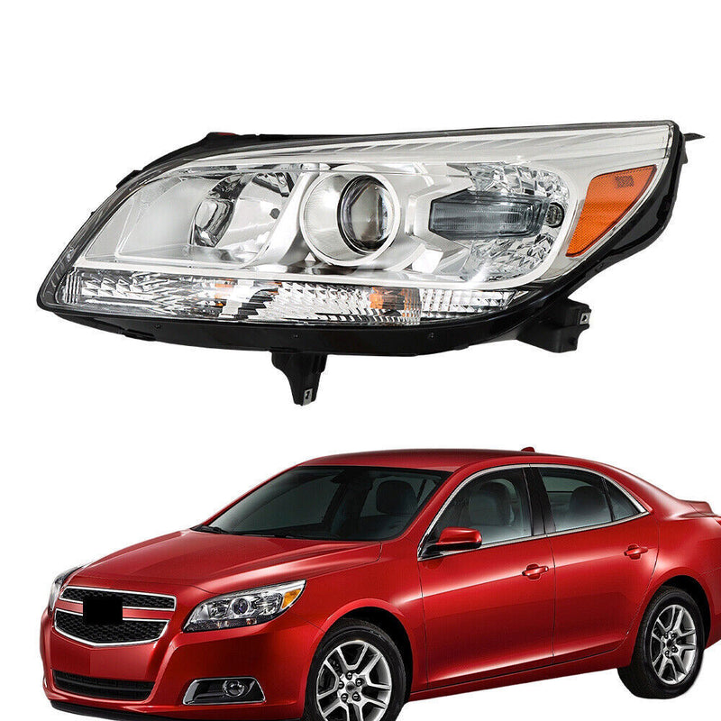 DURAFORCE Left Headlight For 2013-2015 Chevy Malibu Projector Halogen Clear Lens