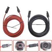 DURAFORCE 1Pair 30ft 12AWG Black + Red Solar Panel Extension Cable Wire Connector