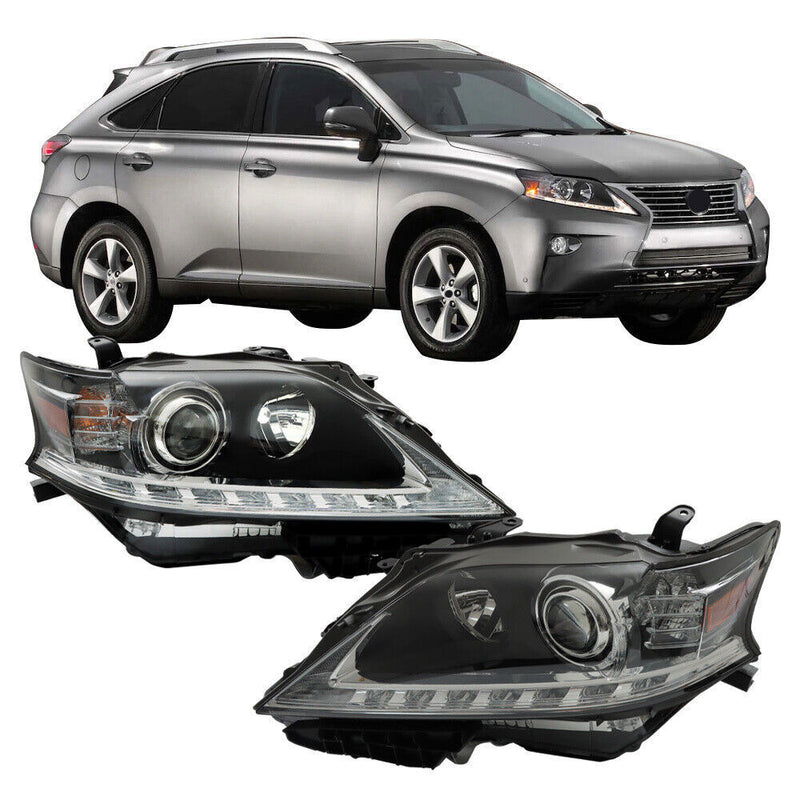 DURAFORCE Left+Right Headlight For 2013-15 Lexus RX350 RX450H HID Projector Black