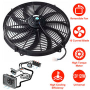 DURAFORCE 16" Electric Radiator Fan 3000 CFM Thermostat Wiring Switch Relay Kit