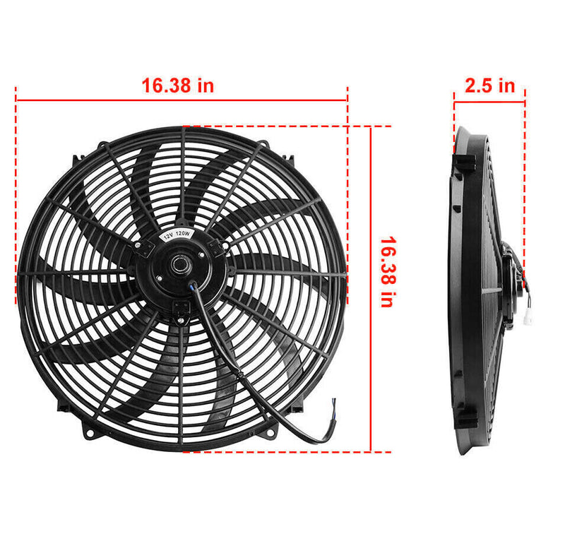 DURAFORCE 16" Electric Radiator Fan 3000 CFM Thermostat Wiring Switch Relay Kit