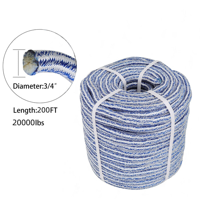 DURAFORCE 24 Strand Braid Polyester Rope 3/4" × 200' Arborist Tree Climbing Rope 20000Lbs