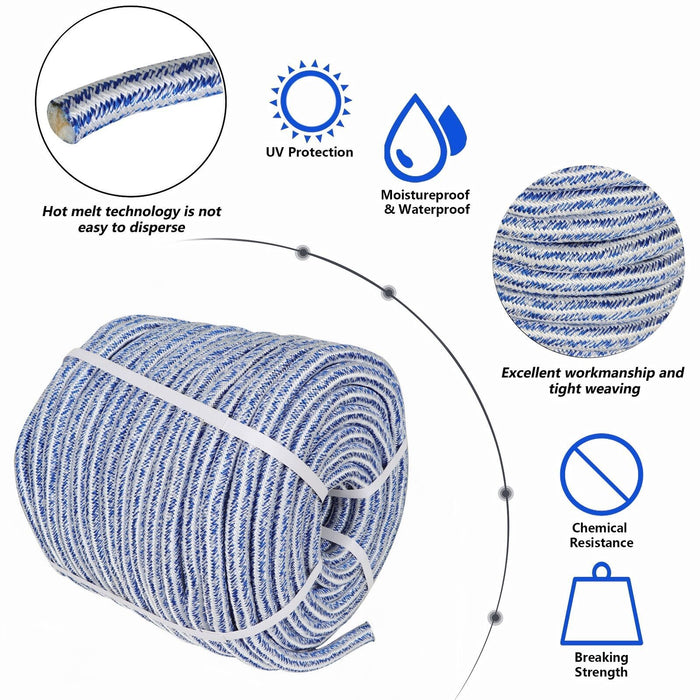 DURAFORCE 24 Strand Braid Polyester Rope 3/4" × 200' Arborist Tree Climbing Rope 20000Lbs