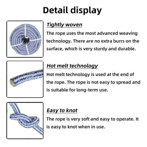 DURAFORCE 24 Strand Braid Polyester Rope 3/4" × 200' Arborist Tree Climbing Rope 20000Lbs