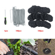 DURAFORCE 100 Pack Stainless Garden Stakes Landscape Staples Set with Mats& Precision Hook
