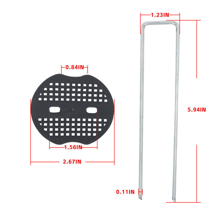 DURAFORCE 100 Pack Stainless Garden Stakes Landscape Staples Set with Mats& Precision Hook