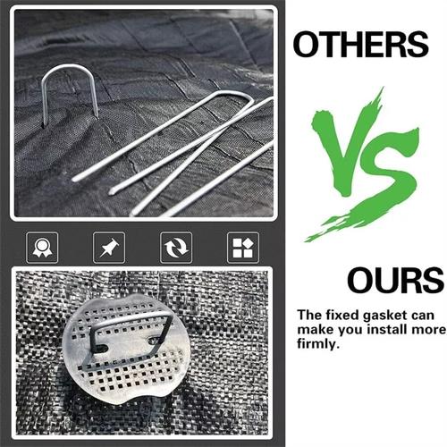 DURAFORCE 100 Pack Stainless Garden Stakes Landscape Staples Set with Mats& Precision Hook