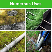 DURAFORCE 100 Pack Stainless Garden Stakes Landscape Staples Set with Mats& Precision Hook