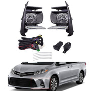 DURAFORCE Fog Light Kit For 2018-2019 Toyota Sienna Switch Bulbs Bezel Wire Gray