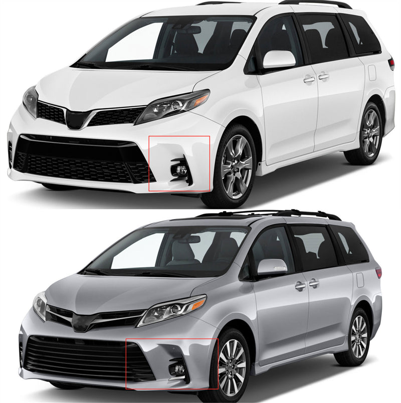 DURAFORCE Fog Light Kit For 2018-2019 Toyota Sienna Switch Bulbs Bezel Wire Gray