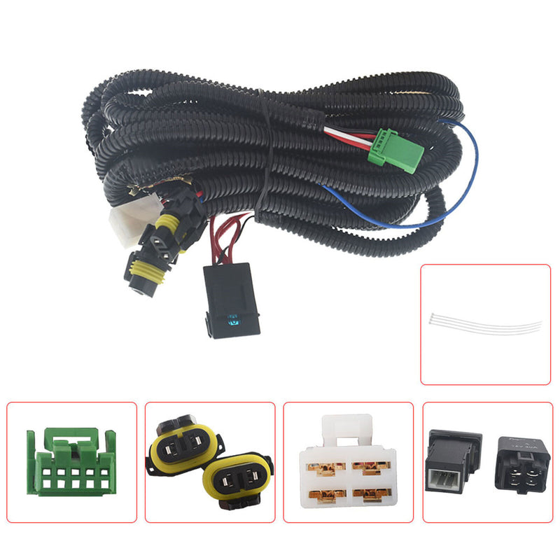 DURAFORCE Fog Light Kit For 2018-2019 Toyota Sienna Switch Bulbs Bezel Wire Gray