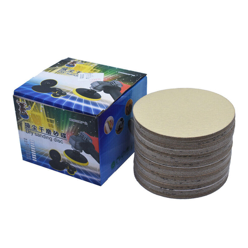 DURAFORCE 100 Pack 6" Disc Hook Loop Pads Sanding Disc Flocking 120 Grit NO-Hole