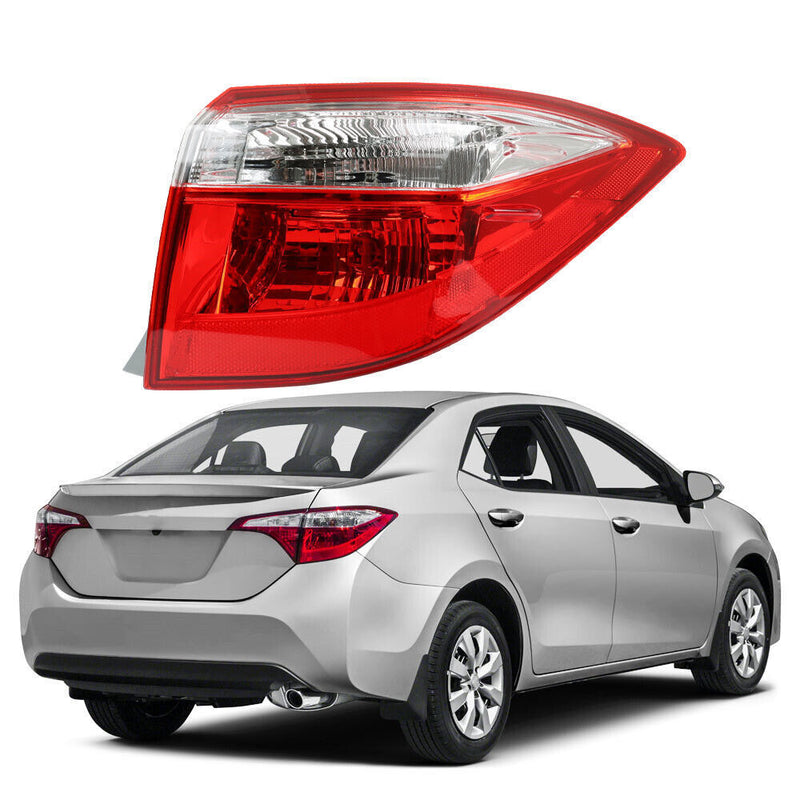 DURAFORCE Right Side Tail Light Lamp Outer For 2014-2016 Toyota Corolla Red Clear
