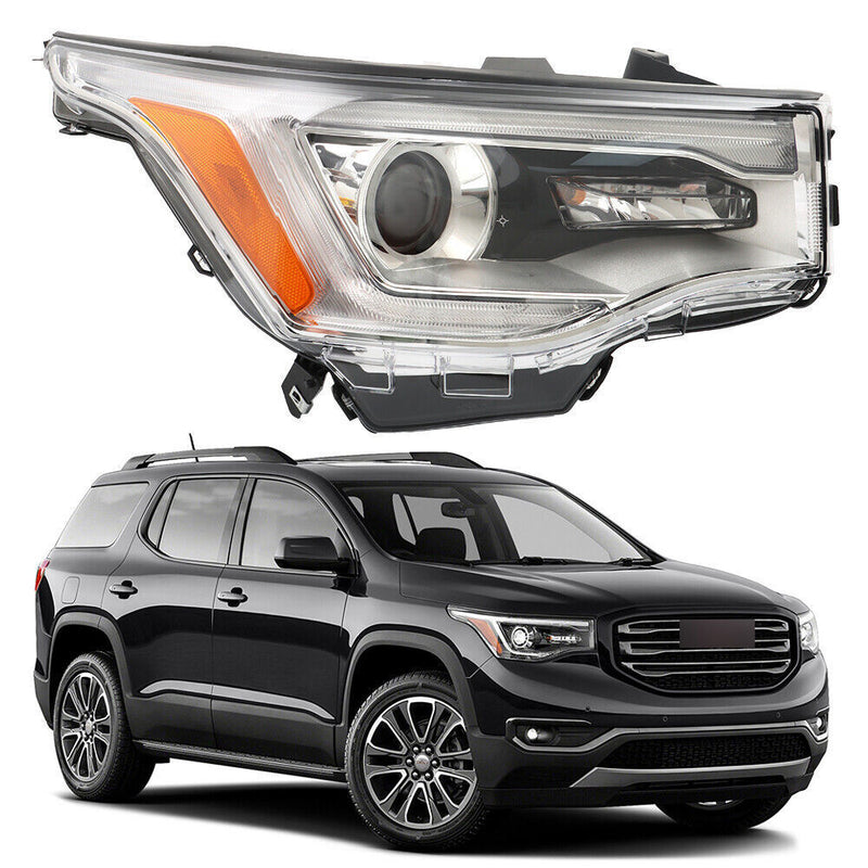 DURAFORCE Right Headlight For 2017-19 GMC Acadia SL Halogen w/o DRL Chrome Housing
