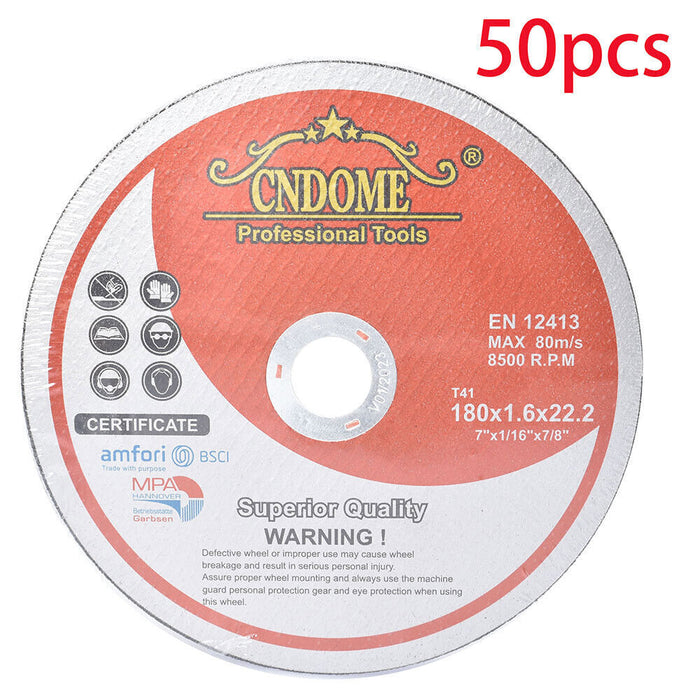 DURAFORCE 50 Pieces 7 Inch Metal And Stainless Steel Cutting Discs Cut-off Wheel