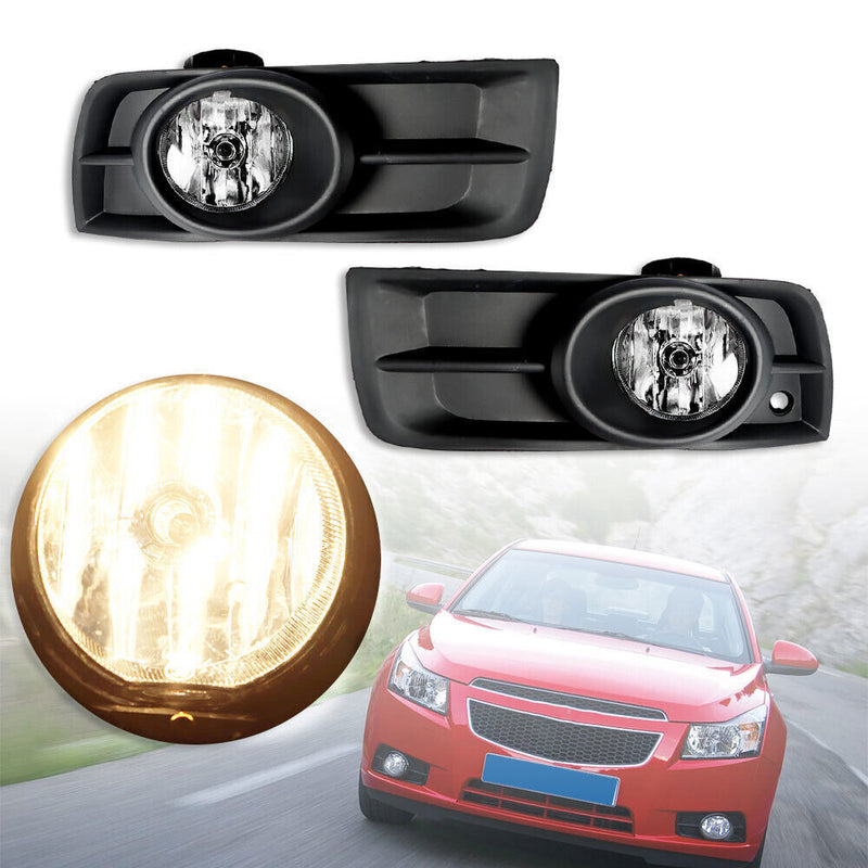 DURAFORCE Driving Bumper Fog Lights Lamps For 2010-2014 Chevy Cruze Pair Chrome