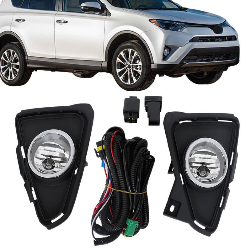 DURAFORCE Front Bumper Fog Lights Lamp For 2016-2018 Toyota RAV4+Switch+Wiring Kit