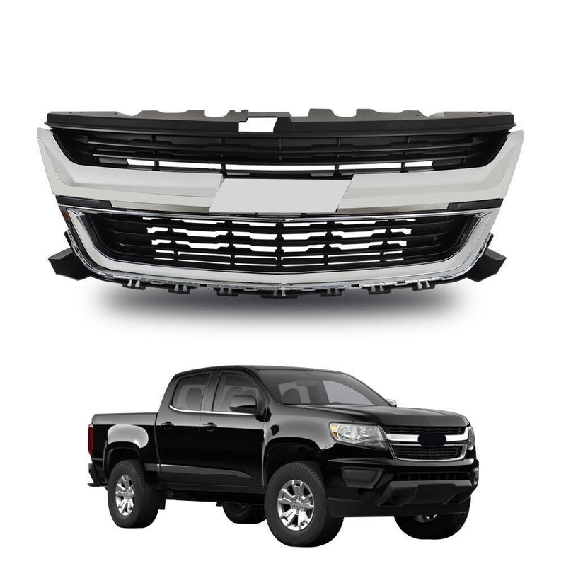 DURAFORCE Front Upper Grille For 15-20 Chevrolet Colorado 84408363 W/Chrome Trim