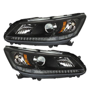 DURAFORCE Left+Right Headlight For 2013 2014 2015 Honda Accord Halogen W/O LED DRL