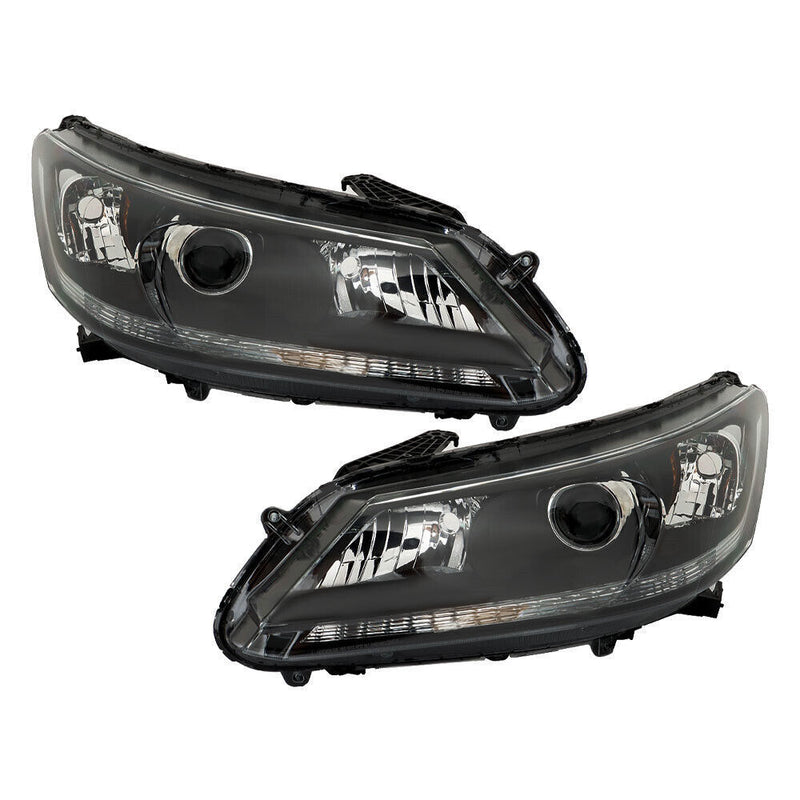 DURAFORCE Left+Right Headlight For 2013 2014 2015 Honda Accord Halogen W/O LED DRL